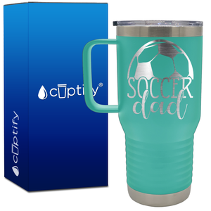 Soccer Dad with Ball on Top 20oz Soccer Travel Mug