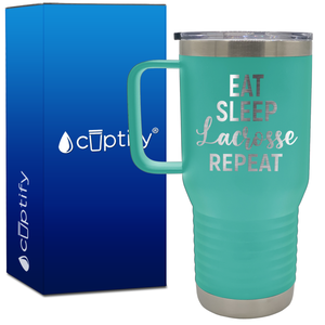 Eat Sleep Lacrosse Repeat Curly 20oz Lacrosse Travel Mug