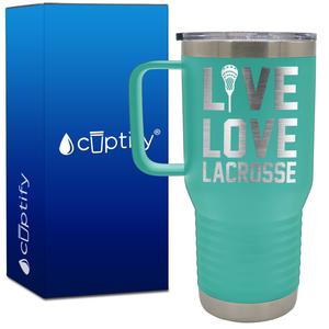 Live Love Lacrosse Stick 20oz Lacrosse Travel Mug