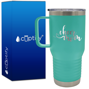 Cheer Mom Heart 20oz Cheer Travel Mug