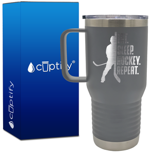 Eat. Sleep. Hockey. Repeat. 20oz Hockey Travel Mug