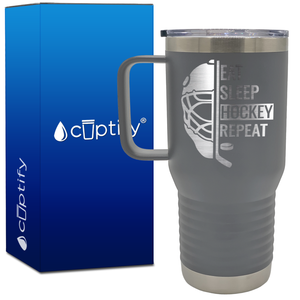 Eat. Sleep. Hockey. Repeat. Helmet 20oz Hockey Travel Mug