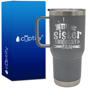 Little Sister Biggest Fan Soccer 20oz Soccer Travel Mug