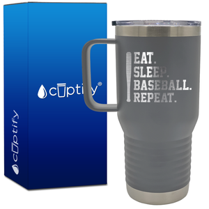 Eat. Sleep. Baseball. Repeat. Bat 20oz Baseball Travel Mug