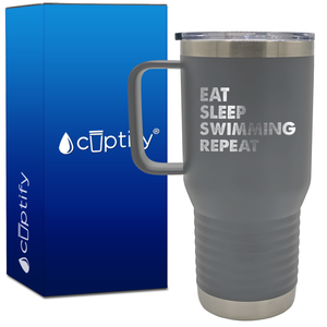 Eat Sleep Swimming Repeat 20oz Swimming Travel Mug