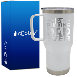 Best Pucking Dad Ever Player Silhouette 20oz Hockey Travel Mug