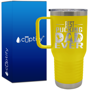 Best Pucking Dad Ever Player Silhouette 20oz Hockey Travel Mug