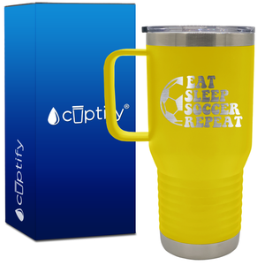 Eat Sleep Soccer Repeat Soccer Ball 20oz Soccer Travel Mug