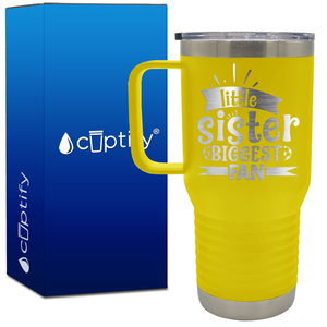 Little Sister Biggest Fan Soccer 20oz Soccer Travel Mug