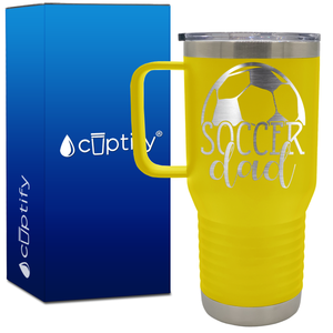 Soccer Dad with Ball on Top 20oz Soccer Travel Mug