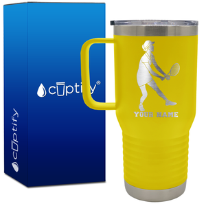 Personalized Female Tennis Player 20oz Tennis Travel Mug