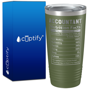 Accountant Nutrition Facts on 20oz Tumbler