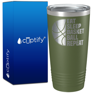 Eat Sleep Basketball Repeat on 20oz Tumbler