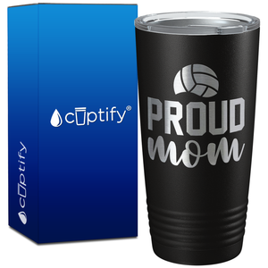 Proud Mom Volleyball on 20oz Volleyball Tumbler