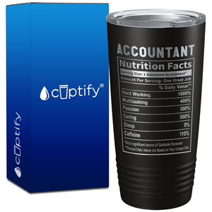 Accountant Nutrition Facts on 20oz Tumbler