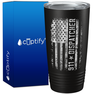 911 Dispatcher on Distressed Flag on 20oz Tumbler