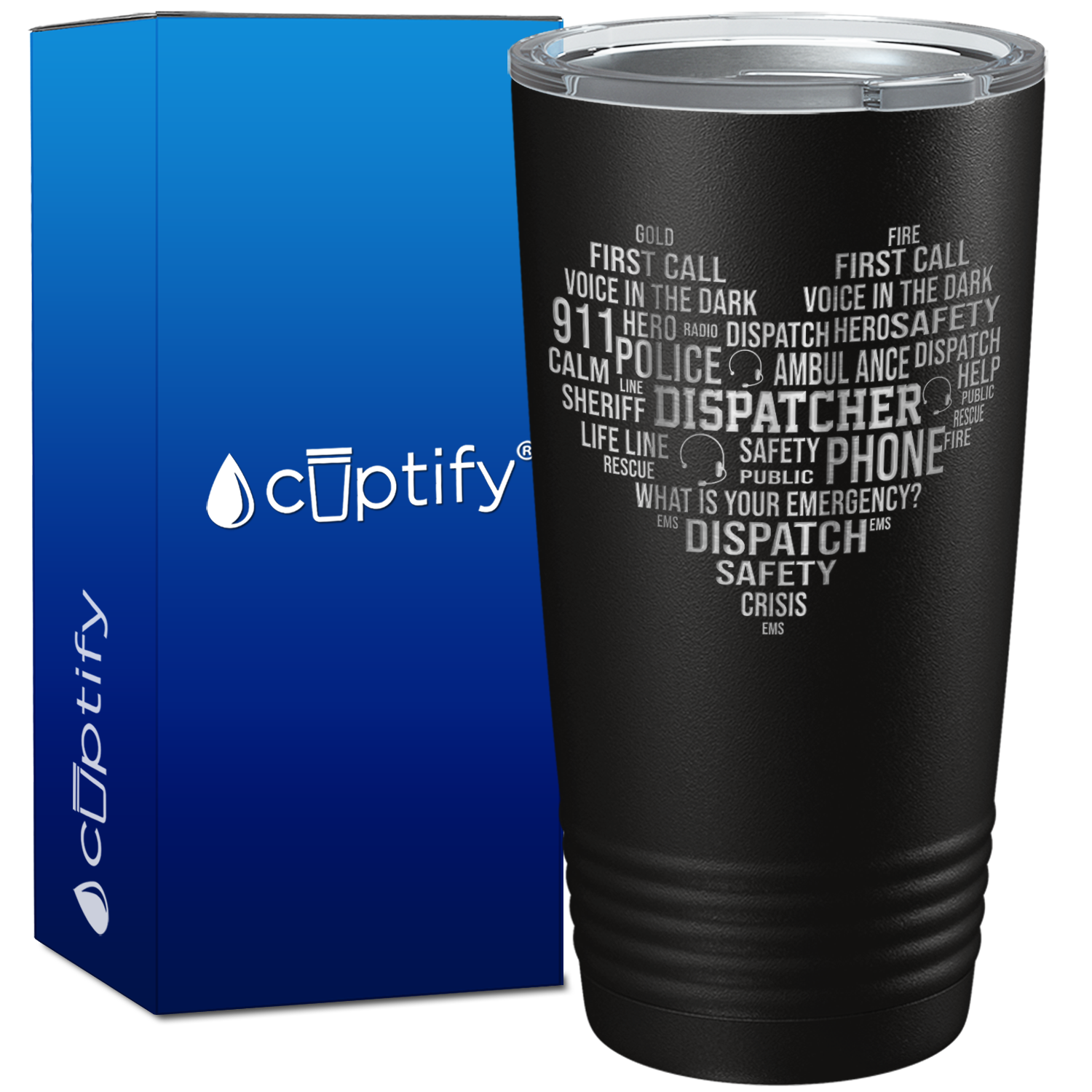 Dispatcher Word Heart Tumbler on 20oz Tumbler