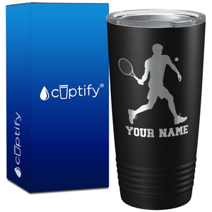 Personalized Tennis Player Silhouette on 20oz Tumbler