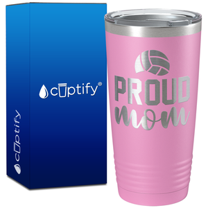 Proud Mom Volleyball on 20oz Volleyball Tumbler