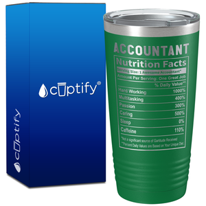 Accountant Nutrition Facts on 20oz Tumbler