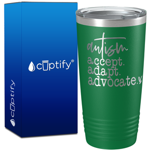 Autism Accept Adapt Advocate on 20oz Tumbler