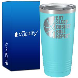 Eat Sleep Basketball Repeat on 20oz Tumbler