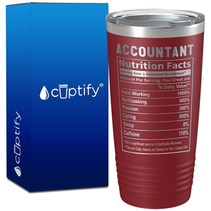 Accountant Nutrition Facts on 20oz Tumbler