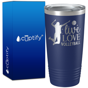 Live Love Volleyball with Player on 20oz Volleyball Tumbler