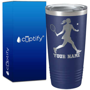 Personalized Female Tennis Player Silhouette on 20oz Tumbler