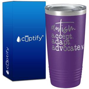 Autism Accept Adapt Advocate on 20oz Tumbler