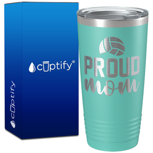 Proud Mom Volleyball on 20oz Volleyball Tumbler