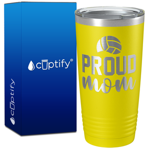 Proud Mom Volleyball on 20oz Volleyball Tumbler