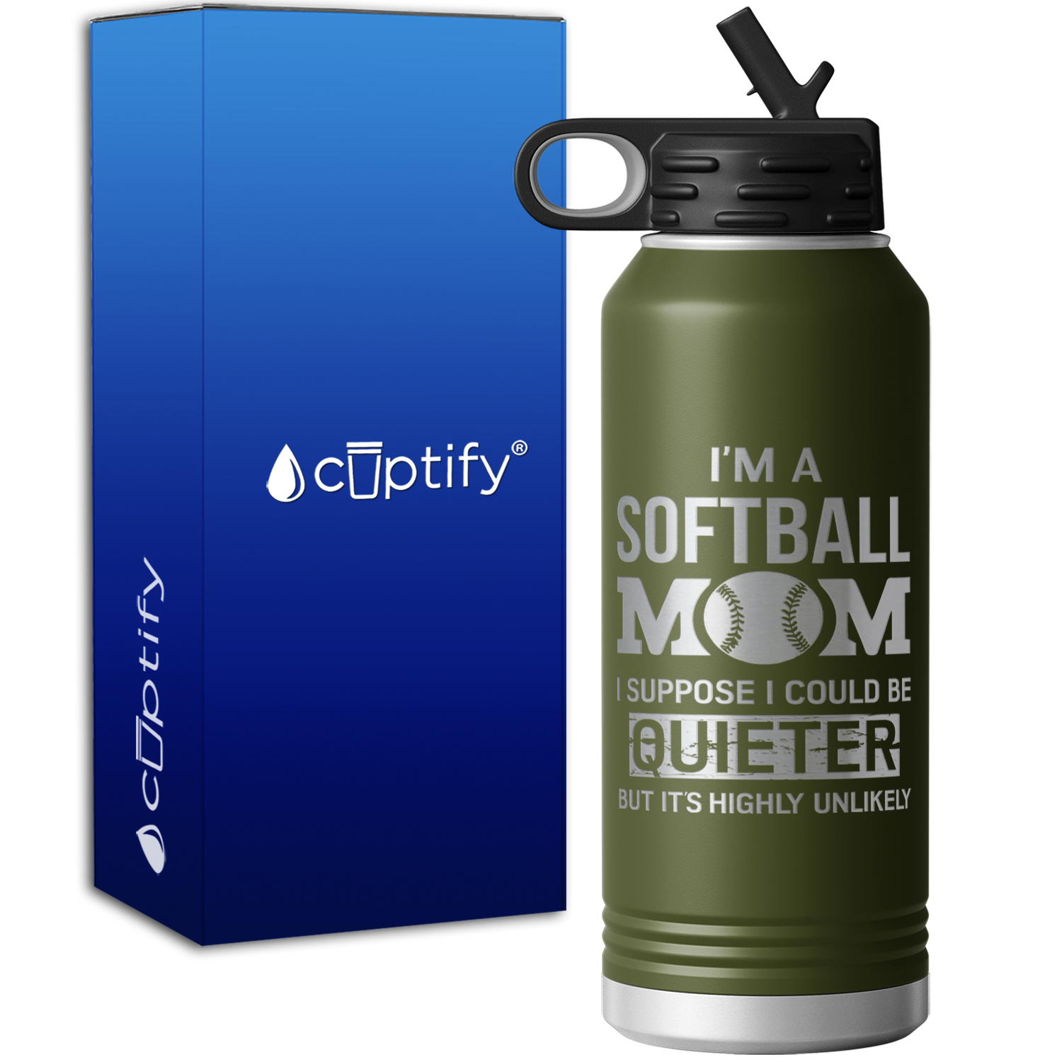 I'm a Softball Mom I Suppose I Could be Quieter 32oz Sport Water Bottle