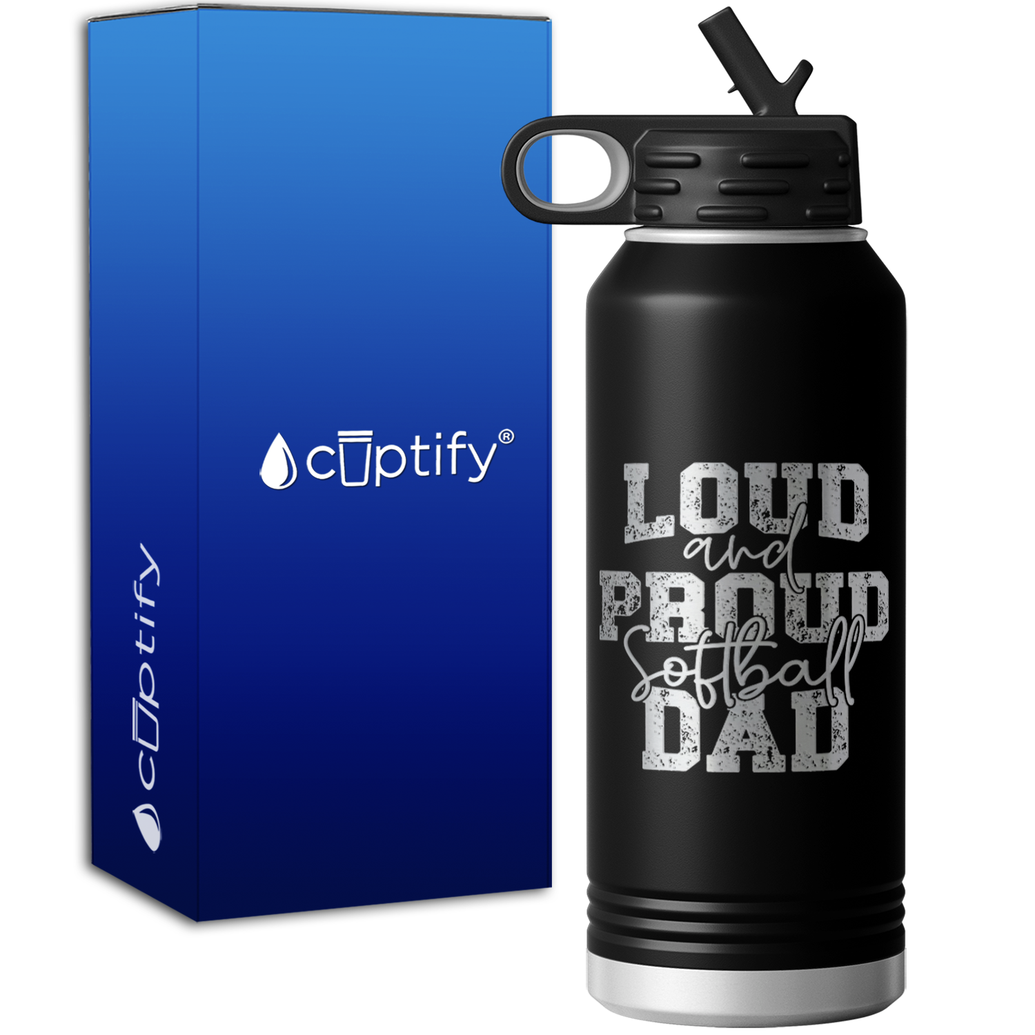 Loud and Proud Softball Dad 32oz Sport Water Bottle