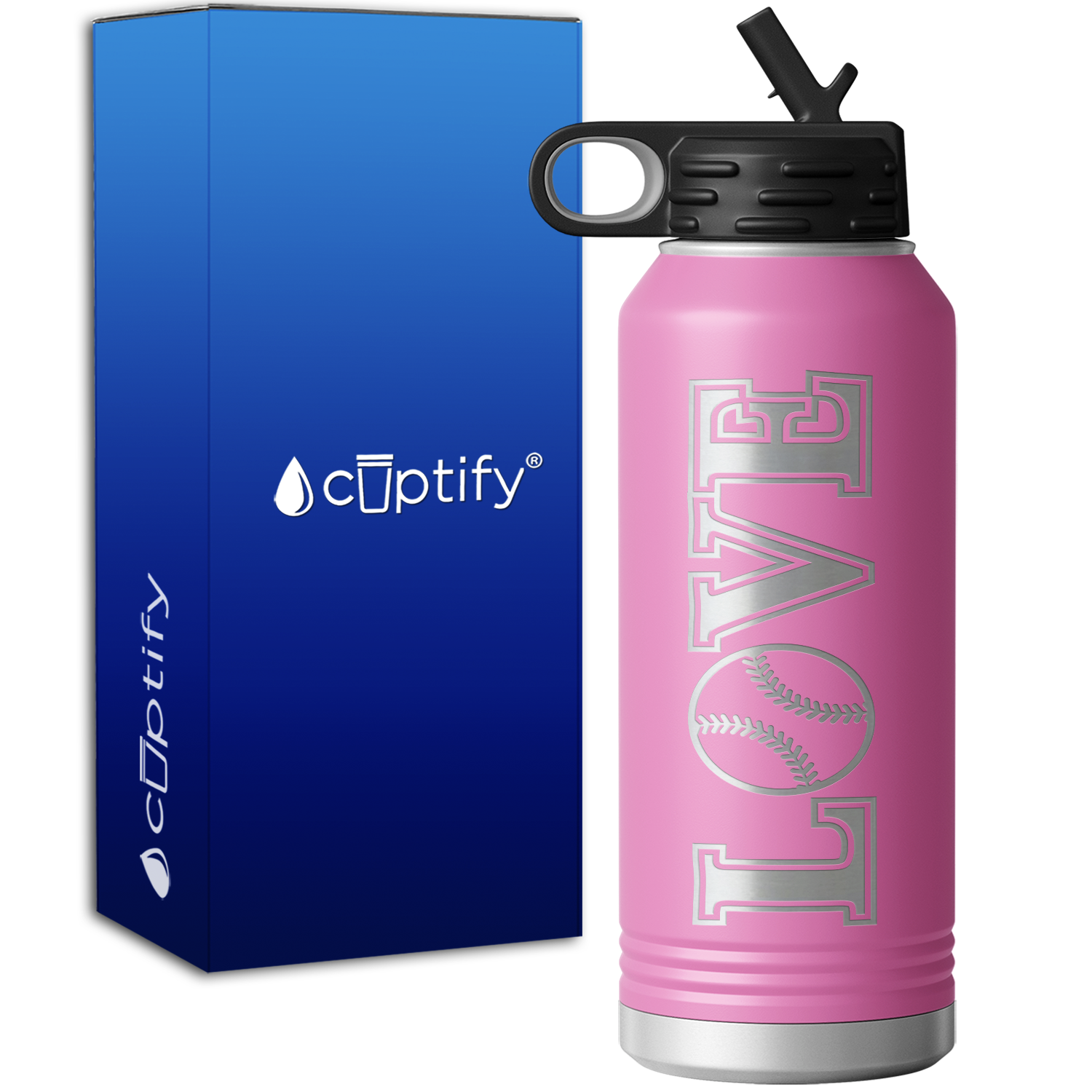 Love Softball 32oz Sport Water Bottle