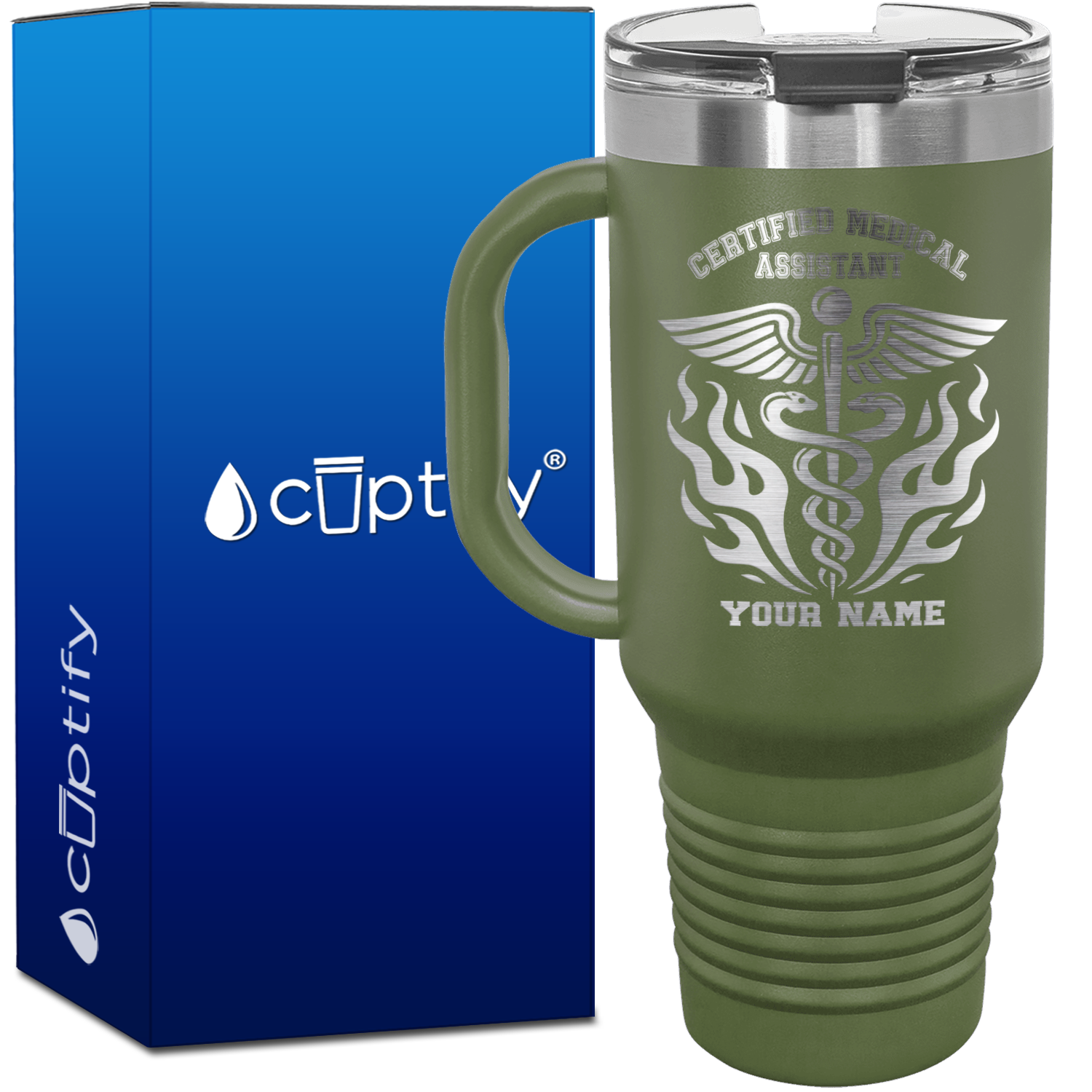 Personalized Certified Medical Assistant Stylish Caduceus 40oz CMA Travel Mug