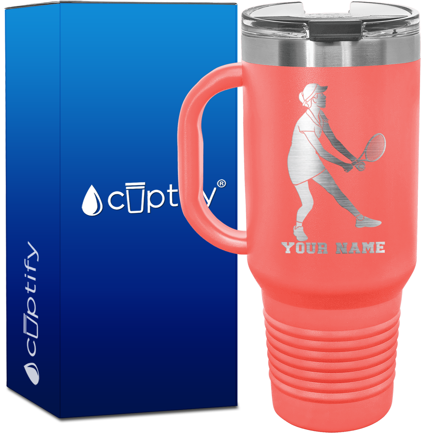 Personalized Female Tennis Player 40oz Travel Mug