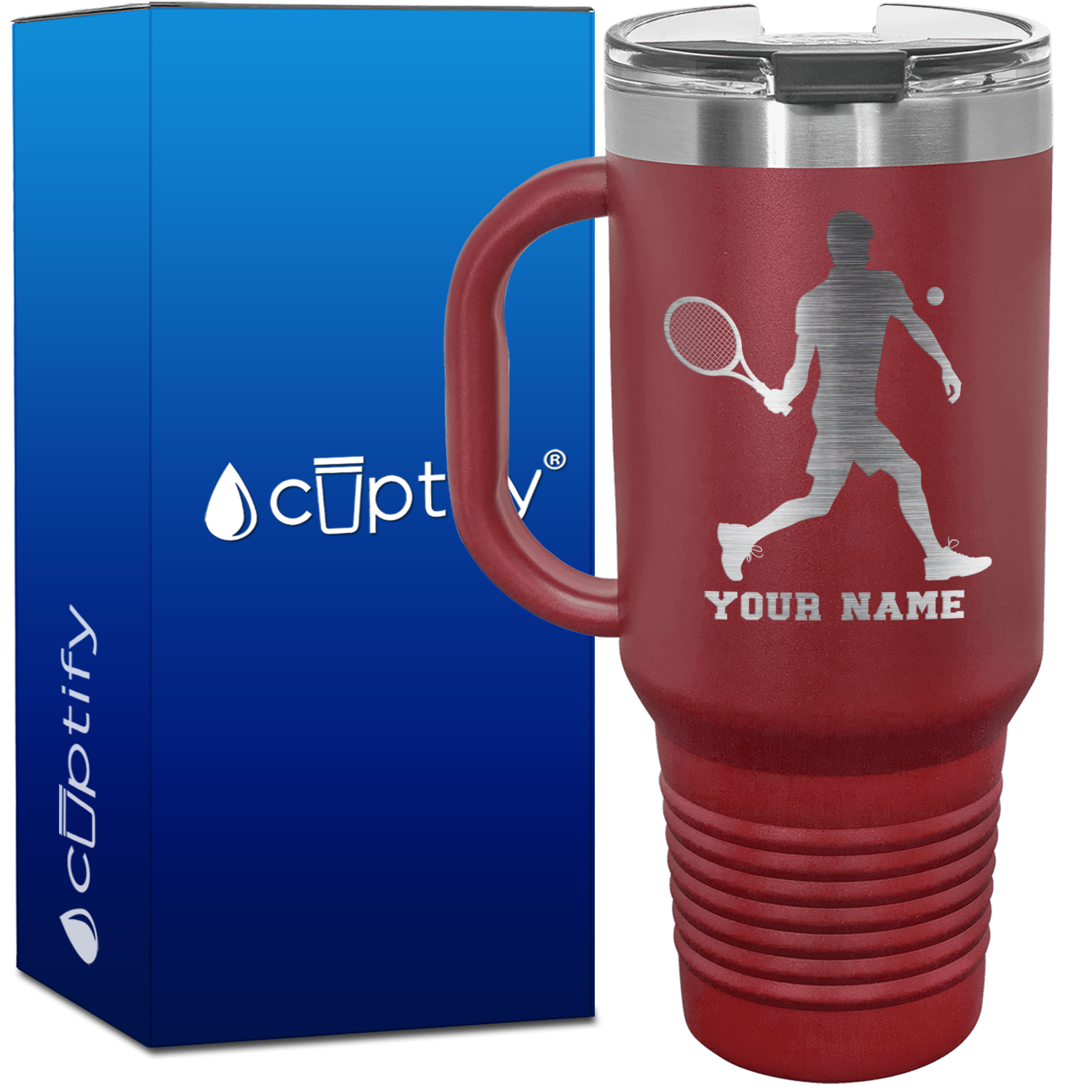 Personalized Tennis Player Silhouette 40oz Travel Mug