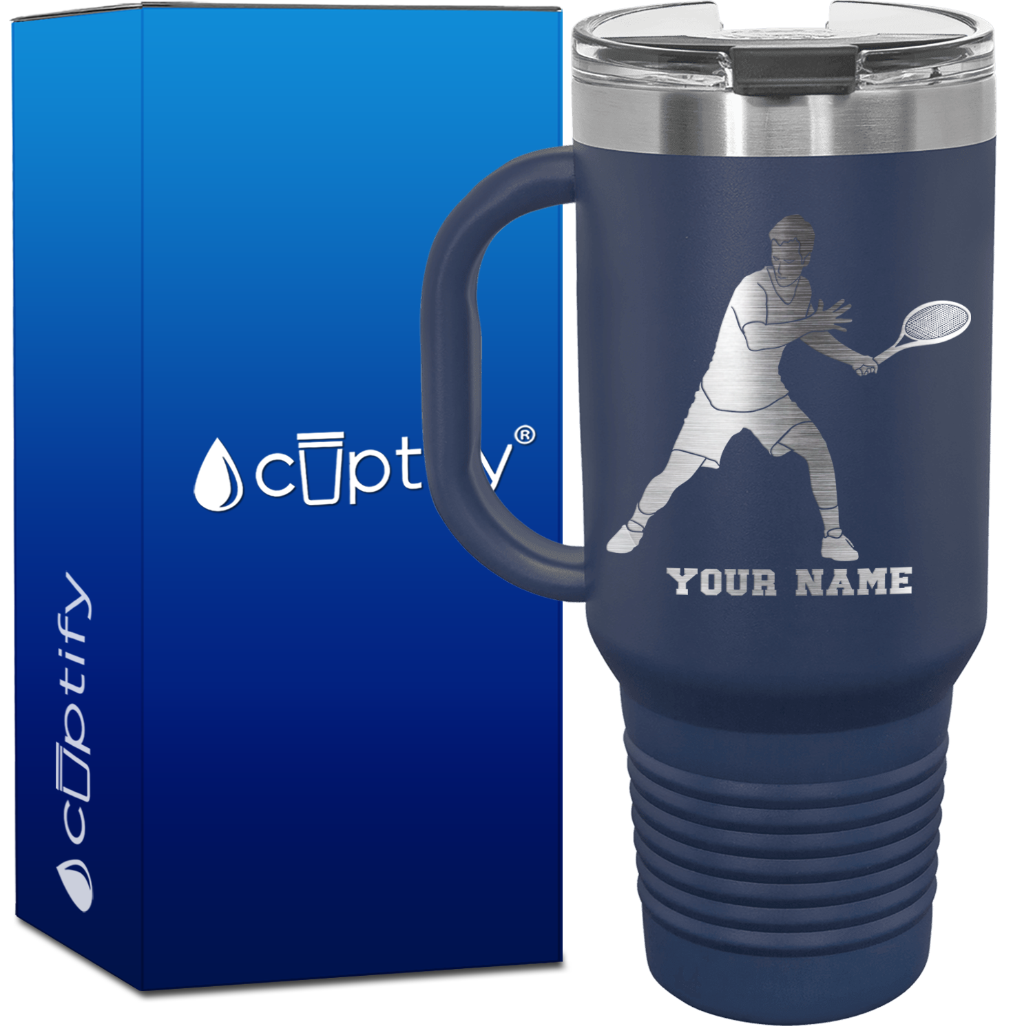 Personalized Male Tennis Player 40oz Travel Mug