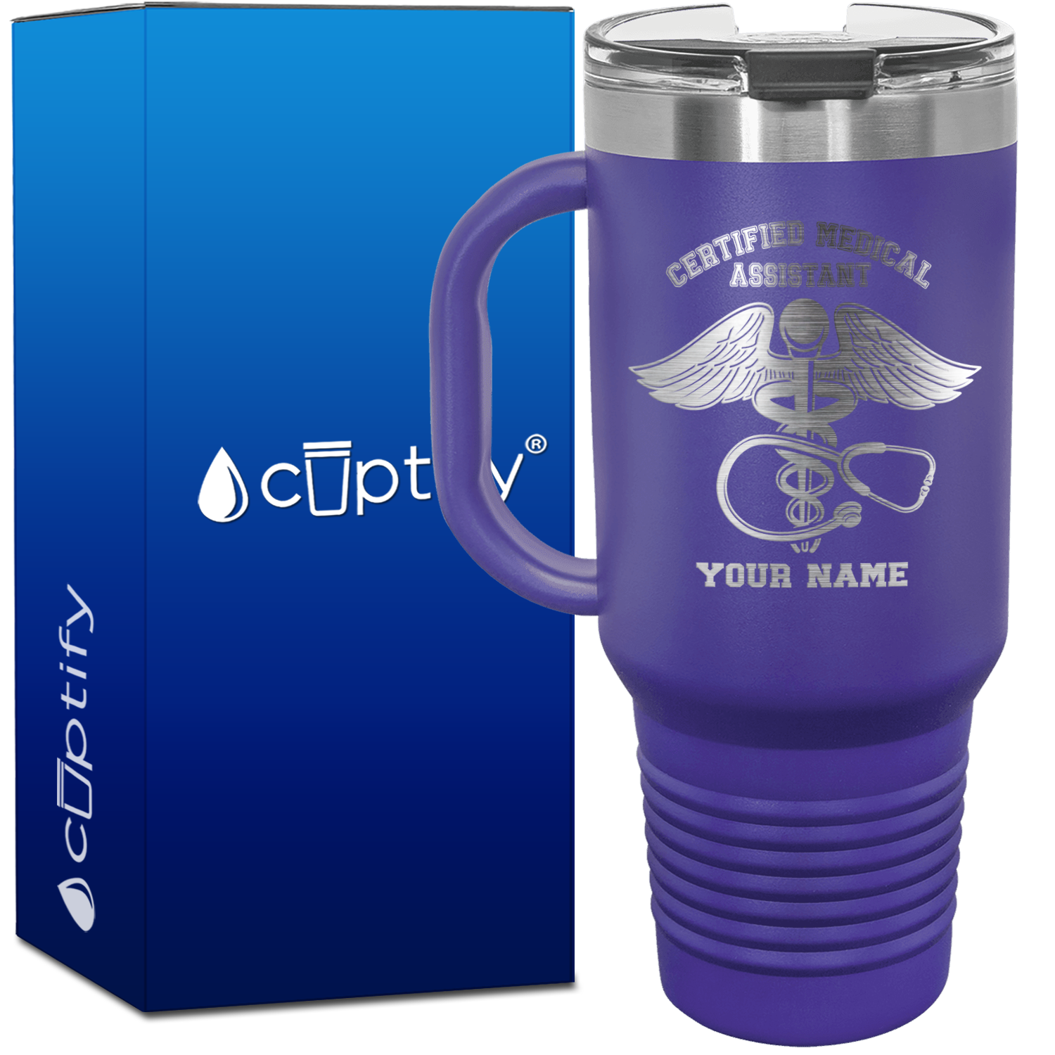 Personalized Certified Medical Assistant Caduceus 40oz CMA Travel Mug