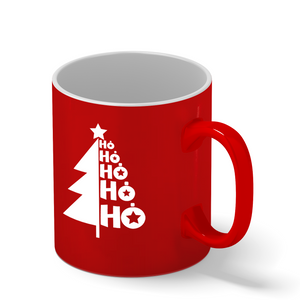 Ho Ho Ho Holiday Tree Personalized 11oz Red Christmas Coffee Mug