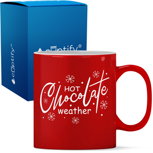 Hot Chocolate Weather Personalized 11oz Red Christmas Coffee Mug