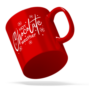 Hot Chocolate Weather Personalized 11oz Red Christmas Coffee Mug