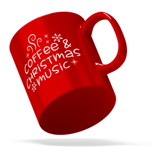 Coffee & Christmas Music Personalized 11oz Red Christmas Coffee Mug