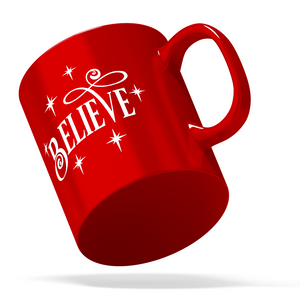 Believe Personalized 11oz Red Christmas Coffee Mug