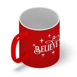 Believe Personalized 11oz Red Christmas Coffee Mug