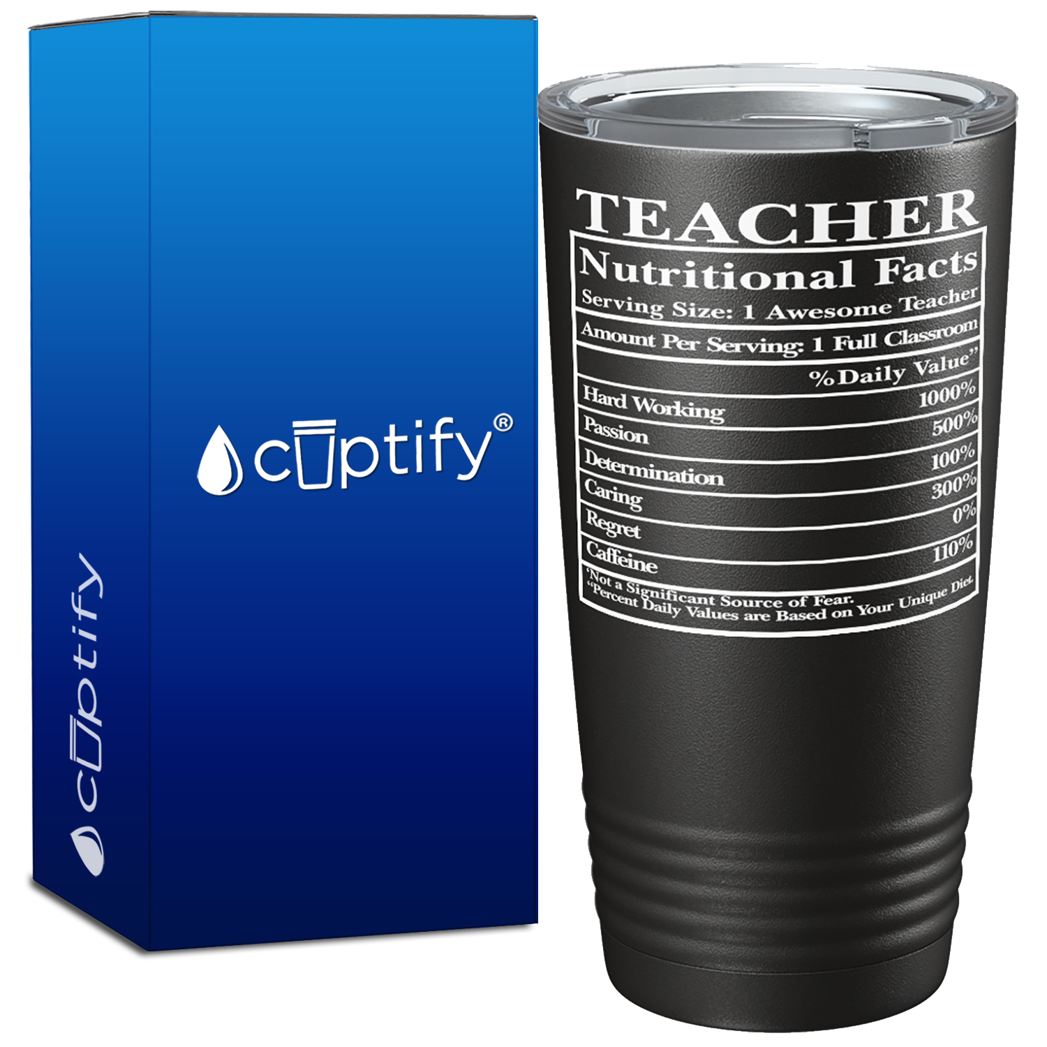 Teacher Nutritional Facts on 20oz Tumbler