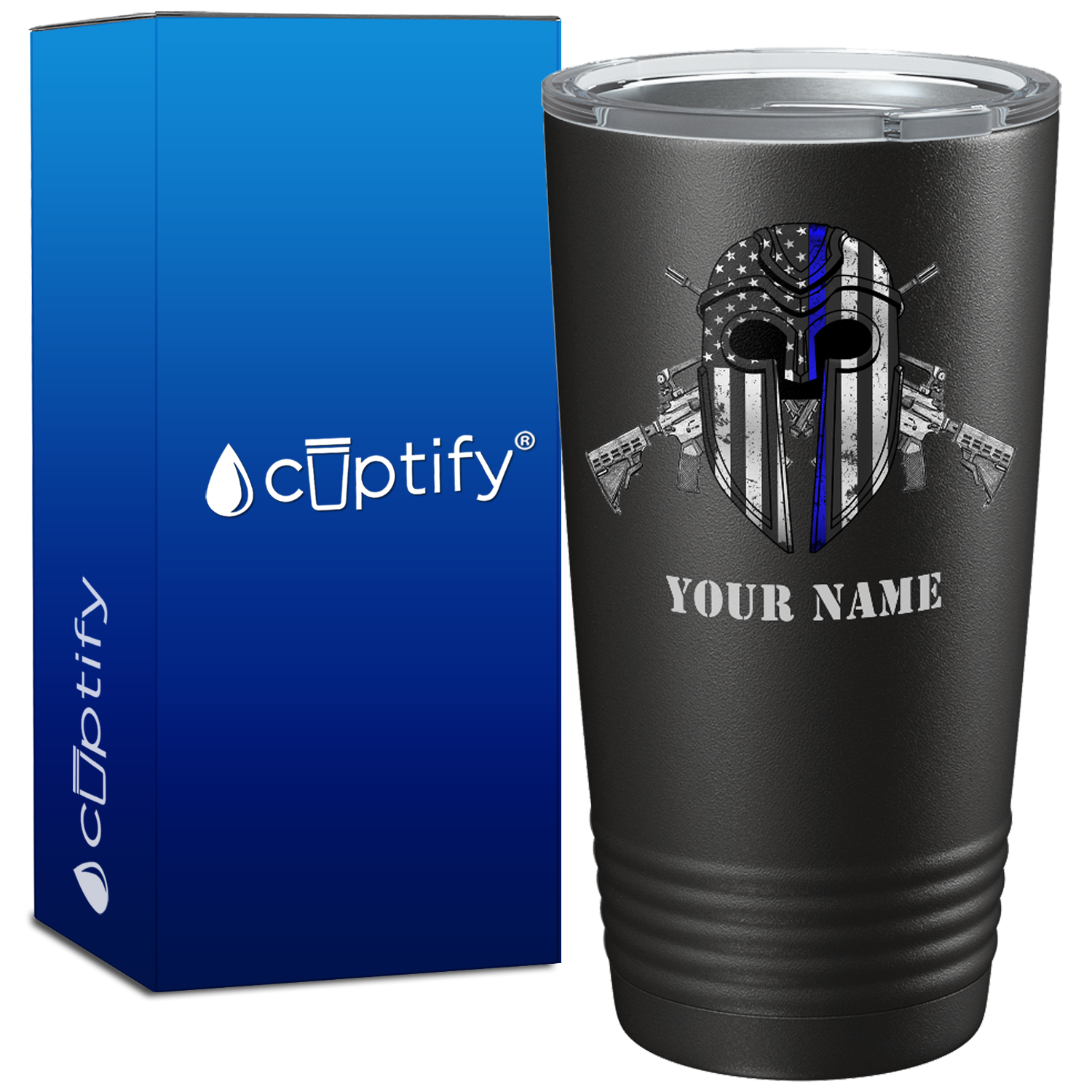 Personalized Thin Blue Peacemaker Police 20oz Black Tumbler