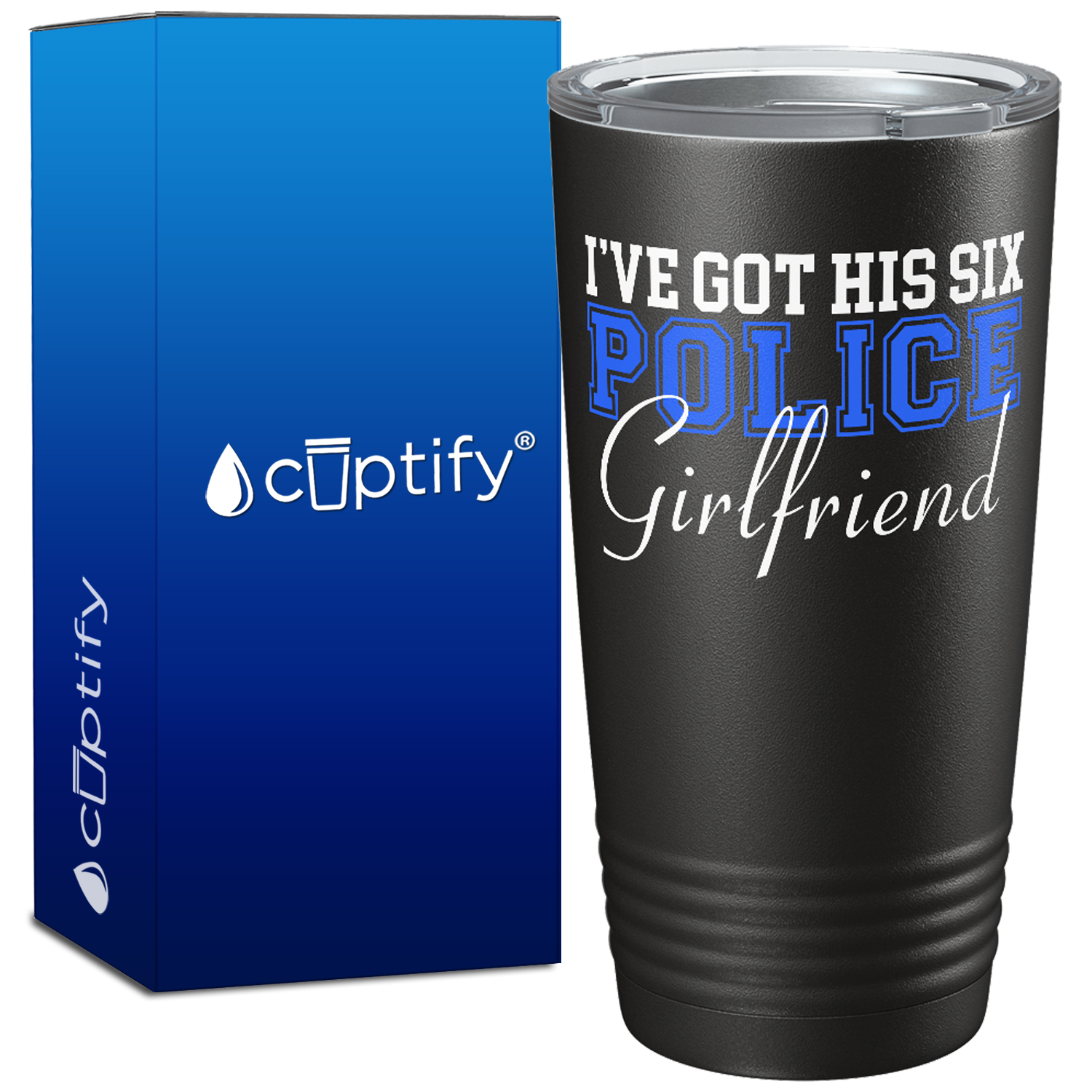 I've Got His Six Police Girlfriend 20oz Black Tumbler