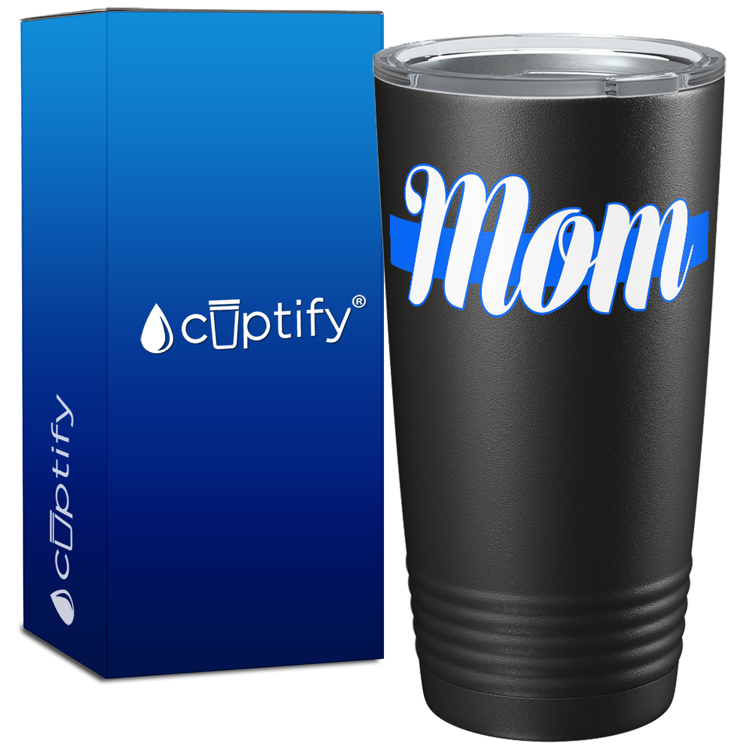 Police Mom Blue Line 20oz Black Tumbler